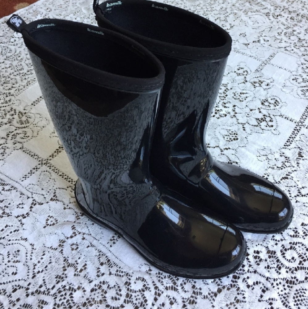 Kamik Shiny Black Rain Boots